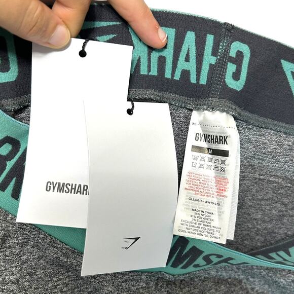 Gymshark Flex Leggings NWT Women's Sz M Charcoal Marled Dusky Teal Tonal Gym - Picture 4 of 6